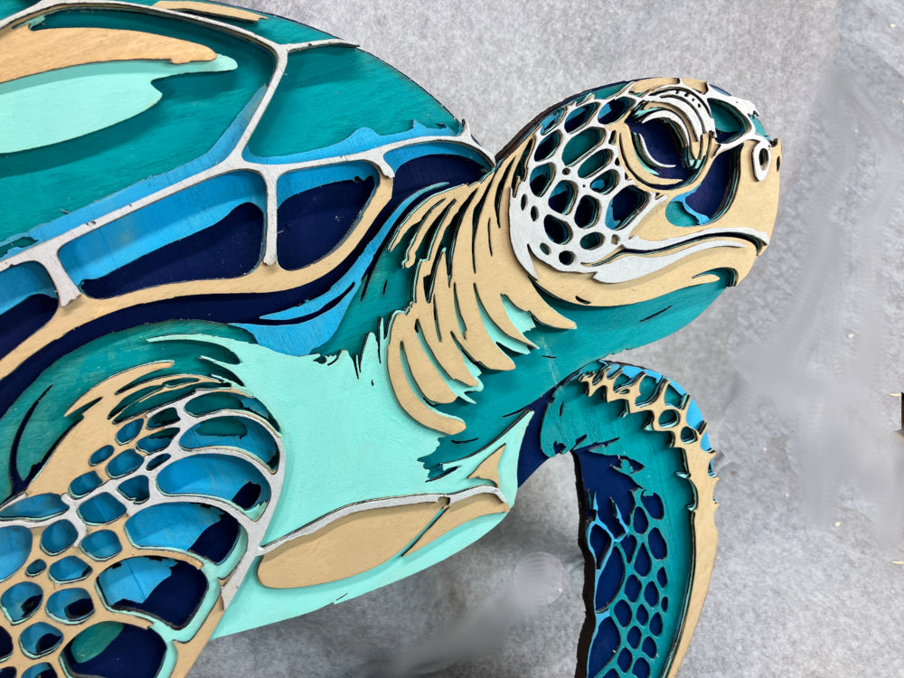 3D Multi-Layered Laser Cut Sea Turtle Wall Art