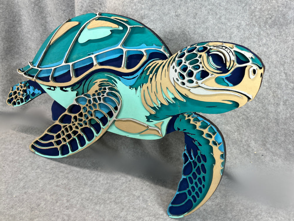3D Multi-Layered Laser Cut Sea Turtle Wall Art