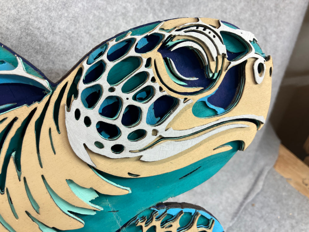 3D Multi-Layered Laser Cut Sea Turtle Wall Art