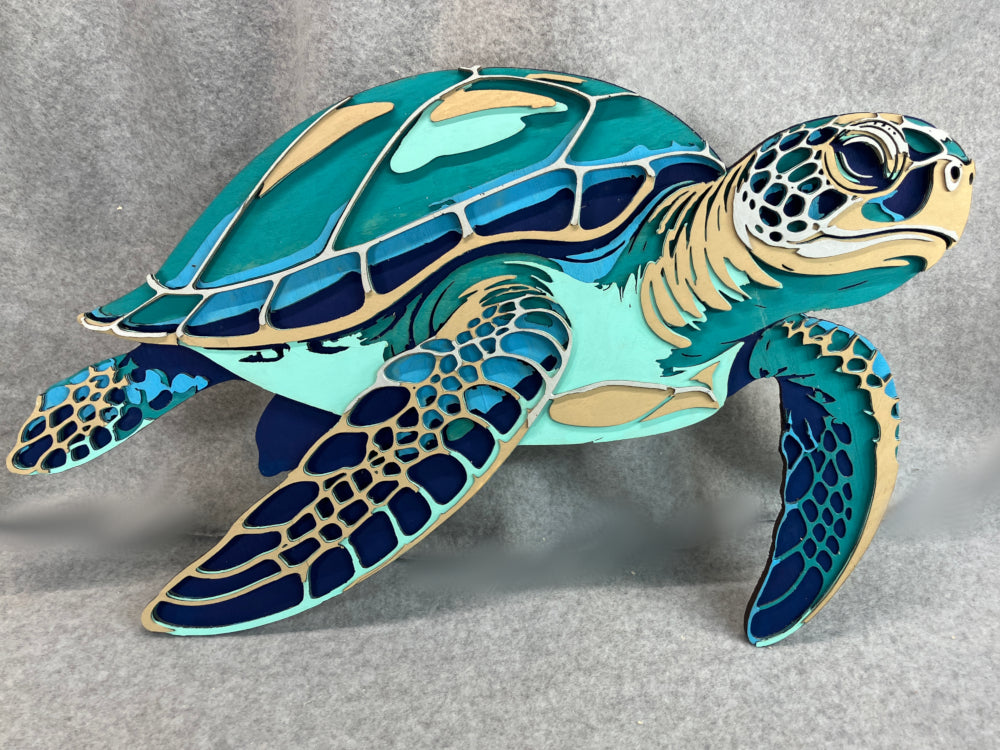 3D Multi-Layered Laser Cut Sea Turtle Wall Art